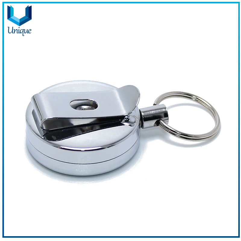 Stainless Steel Round Pass ID Card Badge Holder Reel Pull Key Name Tag Card Holders Recoil Reels Metal Retractable Badge Holder