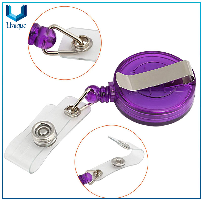 Assorted Colors Custom Packing Plastic Casing Retractable Badge Reels Carabiner Reel Clip On ID holders Keys