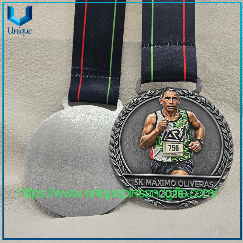 Custom 5K MAXIMO OLIVERAS 2026 Metal Medal Sports Event Medal 5K Running Medal with Ribbon