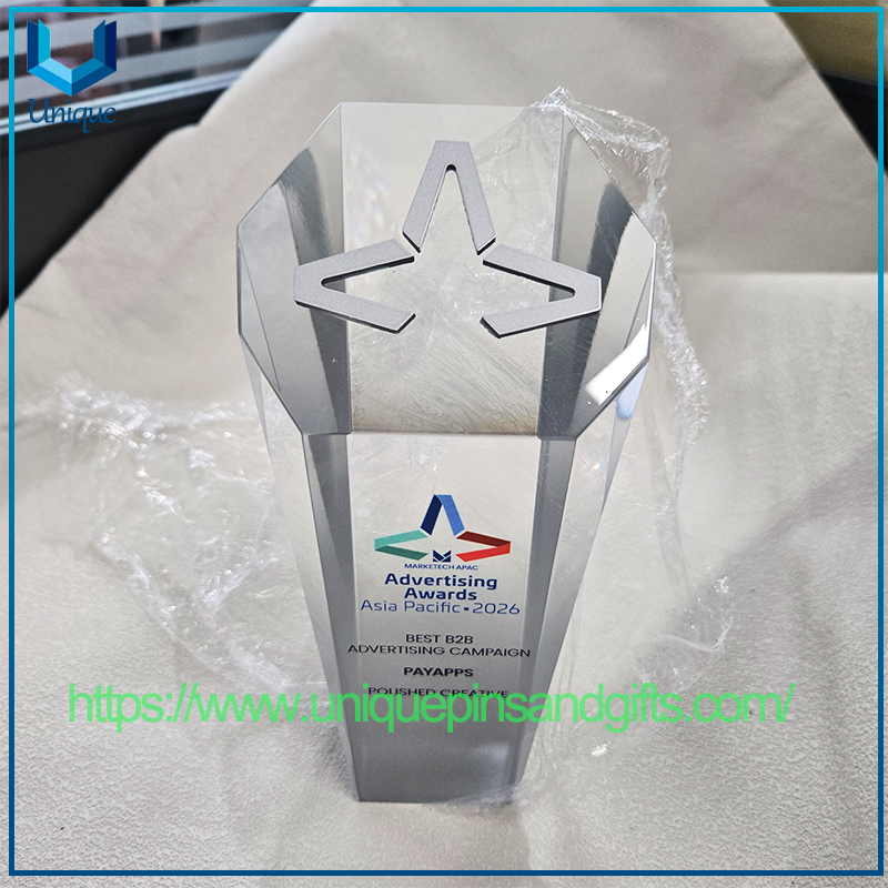Asia Pacific Event Custom Crystal Trophy Color Printing Crystal Souvenir Award