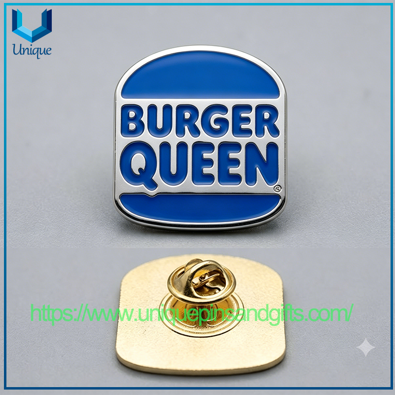 Wholesale Custom Brand Logo Metal Enamel Pin Burger Queen Pizza Hut Hard Enamel Brooch For Promotional Gift