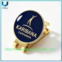 Customize Hard Enamel Golf Ballmarker with Hat Clip In Gold Plating