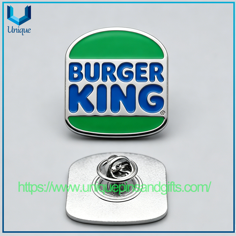 Wholesale Custom Brand Logo Metal Enamel Pin Burger Queen Pizza Hut Hard Enamel Brooch For Promotional Gift