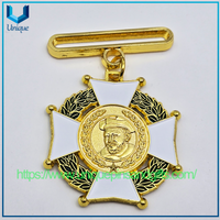 Wholesale AU MERITE Engraved Cross Medal Custom Hard Enamel Metal Merit Medal Customized Honor Commemorative Medal