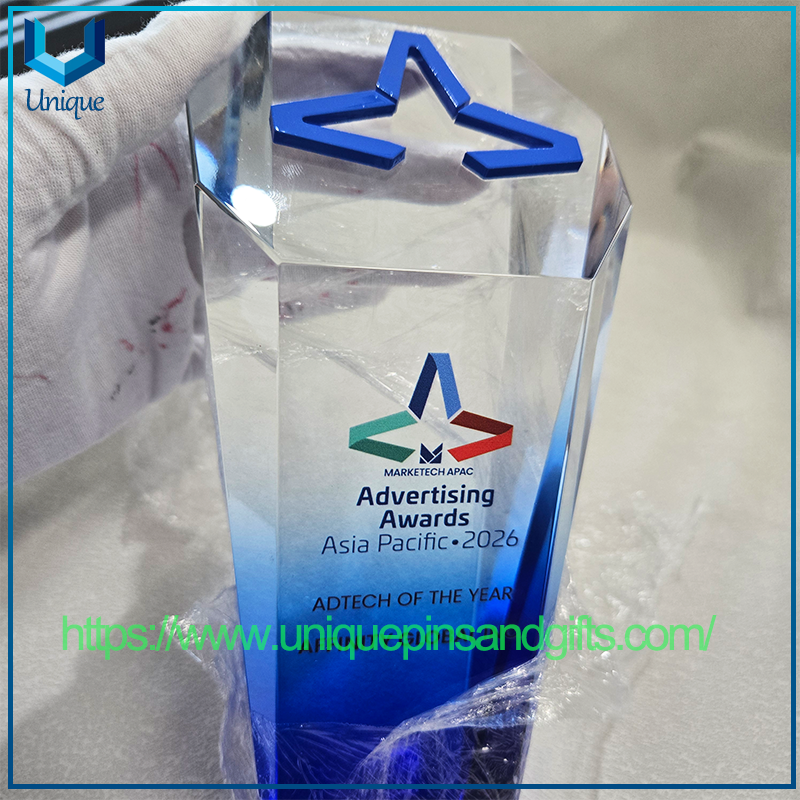 Asia Pacific Event Custom Crystal Trophy Color Printing Crystal Souvenir Award