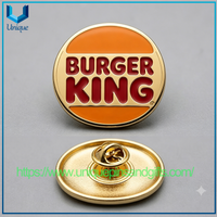 Wholesale Custom Brand Logo Metal Enamel Pin Burger Queen Pizza Hut Hard Enamel Brooch For Promotional Gift