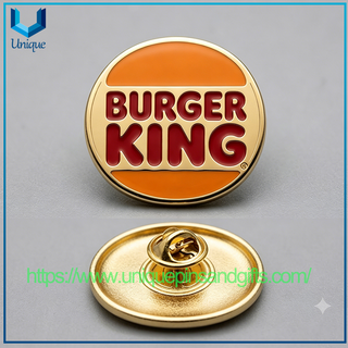 Wholesale Custom Brand Logo Metal Enamel Pin Burger Queen Pizza Hut Hard Enamel Brooch For Promotional Gift