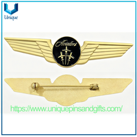 Custom Gold Plated Aviator Wings Badge Hard Enamel Metal Pilot Wing Lapel Pin For Airline Uniform
