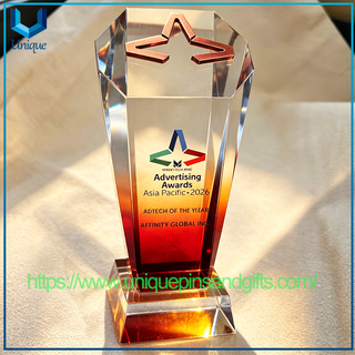 Asia Pacific Event Custom Crystal Trophy Color Printing Crystal Souvenir Award