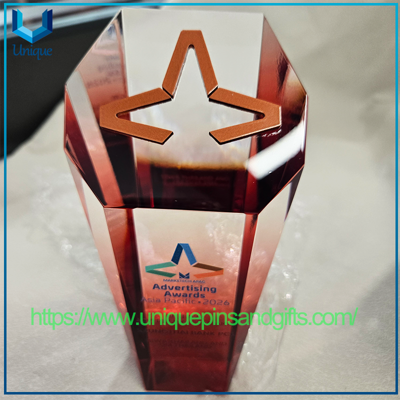Asia Pacific Event Custom Crystal Trophy Color Printing Crystal Souvenir Award