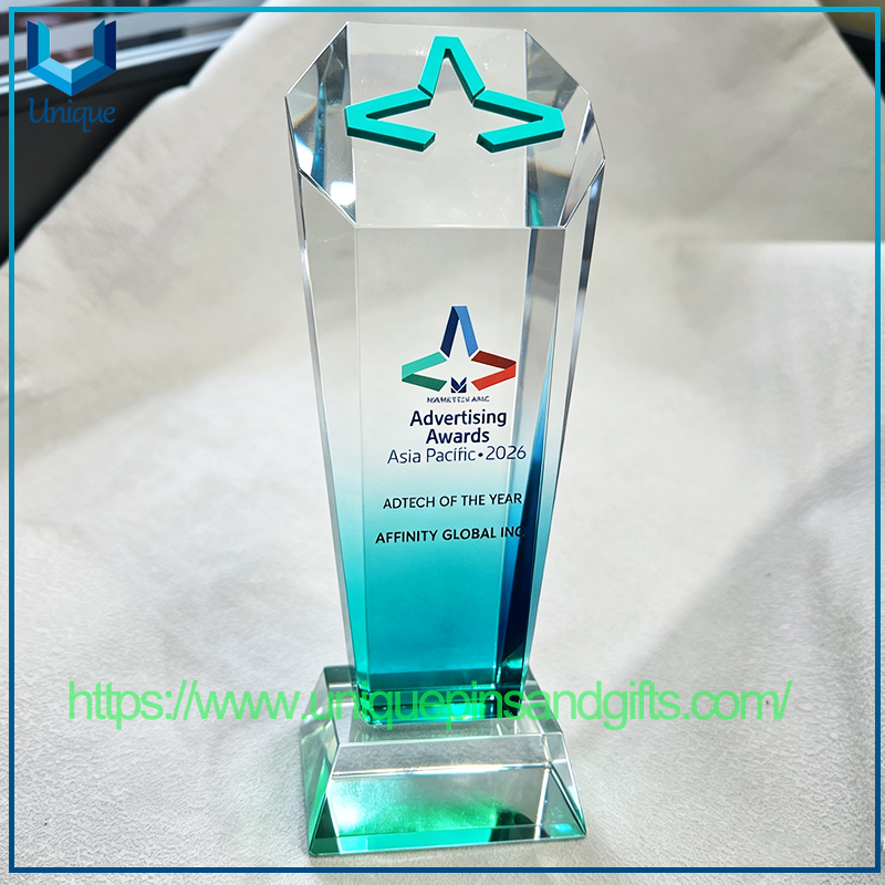 Asia Pacific Event Custom Crystal Trophy Color Printing Crystal Souvenir Award