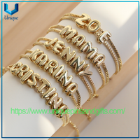 Wholesale Best-selling 18k Brass Smooth Surface Bubble DIY Set of Hand Chains with 26 Letter Accessories for Names
