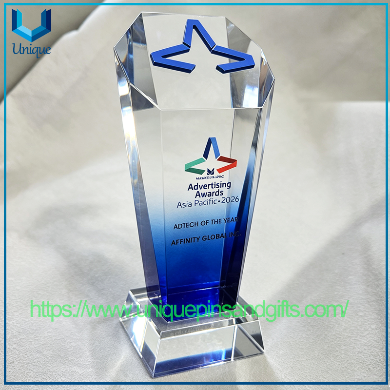 Asia Pacific Event Custom Crystal Trophy Color Printing Crystal Souvenir Award
